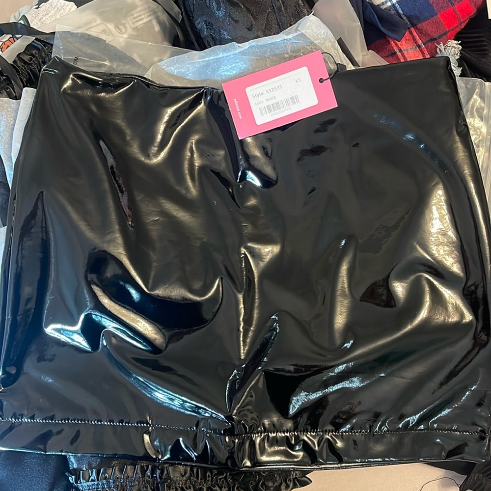 Latex mini skirt